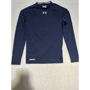 Under Armour Heatgear Compression Long Sleeve Shirt Kids L LG Navy Blue Athletic